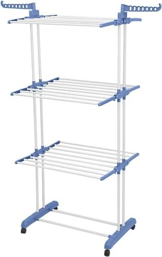 Small Stendino Stendibiancheria a Torre Modulabile e Pieghevole in Acciaio e ABS Richiudibile Salvaspazio Colore Nero