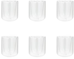 Secret de Gourmet - Lot de 6 Tasses à Café Double Paroi Forte 8cl Transparent