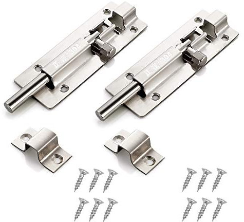 2PCS Door Lock Bolt - for Bathroom, Bedroom,Toilet, Shed, Shower, Door - Catch Latch Slide Bolt Easy Fit with Screws