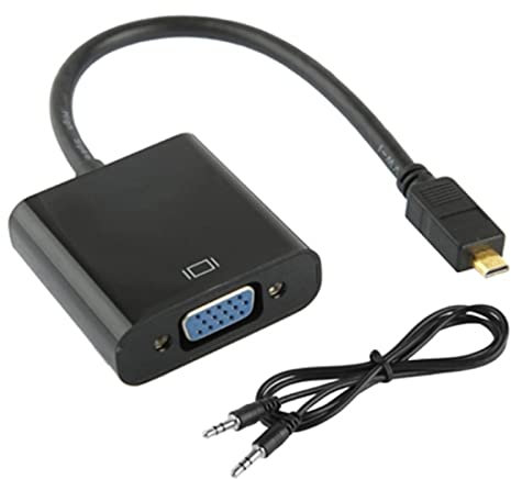 ZZjingli 22cm Full HD 1080P Micro HDMI Male to VGA Female Video Adapter Cable with Audio Cable