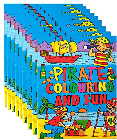 Piraten Malbücher 10 Stück – Mini Malhefte Kinder | Kindermalbücher mit Piratenschiff, Schatzkarte & Schatztruhe, Gastgeschenk, Mitbringsel & Beschäftigung