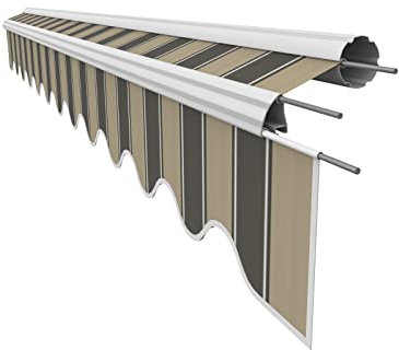VANA Markisenstoff mit Volant für 4 x 3 m Markisen Ersatzstoff Markisentuch Bespannung Sonnenschutz fertig genäht Maß Tuch 3,83 x 3 m Volant 3,83 x 0,21 m Design SPD060