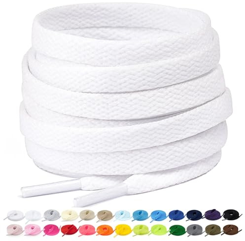 Stepace 2 par platt skosnören för sneakers 60 cm – 200 cm längd 18 färg skosnören vit 160