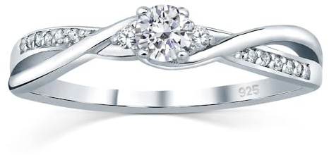 SILVEGO - FNJR085sw - Bague de Fiançailles - Argent 925/1000 - avec Swarovski Zirconia