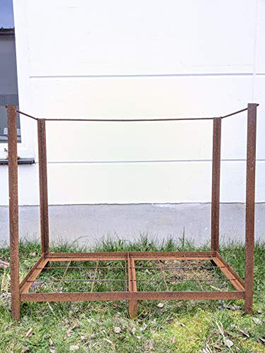 Zen Man Edelrost Garten Lagerregal Kaminholzregal Garten Kaminholzunterstand Holzregal aus Metall Rost Lagerregal