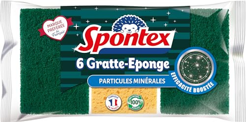 SPONTEX - Gratte-Eponge Aluminum - 6 éponges avec une partie grattante en particules d'aluminium - Efficacité renforcée