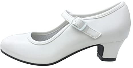 Flamenco-Tanzschuhe in verschiedenen Größen von Mädchen bis Damen., Weiß, ohne Glitzer, 31 EU