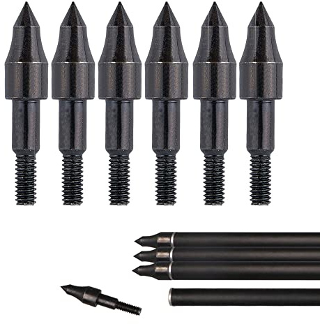 Huntingdoor 24 Stück Metallpfeilspitzen 100 Körner Übungsspitzen Bogenschießen Einschraubpfeilspitzen Ersatzpfeilspitzen für Zielübungs-Jagdpfeile