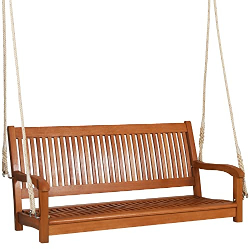 GIANTEX Columpio para Exteriores de 2 Plazas, Soporta hasta 360 kg, Columpio de Madera para Colgar de Jardín, para Balcón, Porche, Terraza