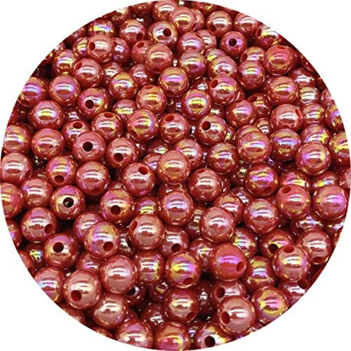 8 10 mm AB Farbplattierung Acrylperlen Lose Abstandshalter Runde Perlen Kleiderperlen Schmuckherstellung DIY-Rot, 8 mm 50 Stk