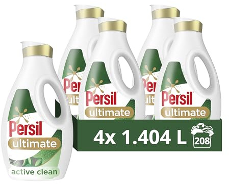 Persil Ultimate Active Clean Laundry Washing Liquid Detergent fights odours and stains for 14 days of freshness 4x 1.404 L (208 washes)