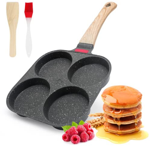 Umllpet Eier Pfanne, Spiegeleipfanne Spiegelei Bratpfanne Pancake Pfanne 4 Spiegelei Pfannkuchenpfanne Antihaft-Aluminium Pfanne Omelettpfanne Steakpfanne für Frühstück Hamburger Induktion & Gasherd