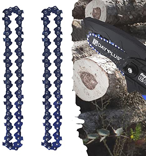 Catena per motosega a batteria, mini motosega, 4 pollici, catena di ricambio per motosega a batteria, 2 catene per motosega per alberi, orticoltura, agricoltura