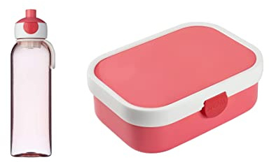 Mepal - Set pausa Campus Pink - Bottiglia d'acqua e contenitore per il pranzo con inserto bento - ideale per la scuola e il tempo libero - materiale infrangibile - impermeabile - lavabile in