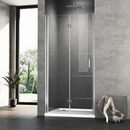 Falttür Duschtür Nische 120cm Duschkabine Rahmenlos Duschabtrennung, Goezes Nischentür Dusche Duschwand 6mm ESG Sicherheitsglas mit Nano Beschichtung, Duschtrennwand Duschtüren Höhe 195cm