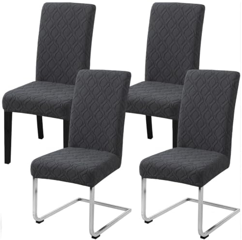 LANSHENG Stuhlhussen 4er Set, Waschbarer Stuhlhussen Schwingstühle, Grau | Stretch Stuhlbezug für Esszimmer, Küche, Hotel