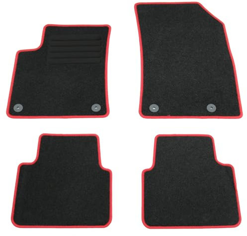 AD Tuning HG16319V-ROT Fußmatten Set (4teilig) Schwarz Rot Autoteppiche Matten