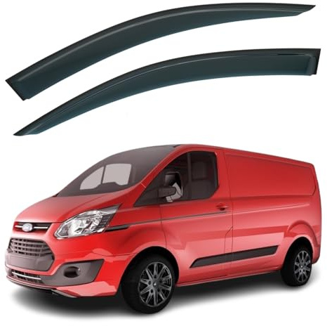 Set mit 2 Windabweisern zum Aufkleben, kompatibel mit Ford Transit, passend für Ford Tourneo Custom 2012, 2013, 2014, 2015, 2016, 2017, 2018, 2019, 2020, 2021, 2022, 2023