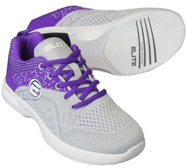 ELITE Damen Comfort Bowlingschuhe, Grau/Violett, 37 EU