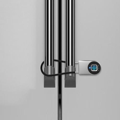 Fingerprint Fridge Lock Cabinet Lock eLinkSmart Cord Padlock for French Door Refrigerator Child Proof with Waterproof 1000+ App Users 38cm 6 inch Steel Cable Lock for Gym Locker Cupboard Luggage