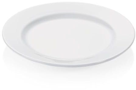 24 platos llanos de porcelana (24 cm de diámetro), color blanco