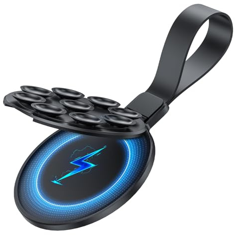 WSKEN Silicone Suction Cup MagSafe Phone Mount, [Multi Angle Stand Function][Wireless Charging] Magnetic Phone Holder for iPhone 16/15, Samsung Galaxy S25 Ultra,Mirror, Glass, No Rough Surface
