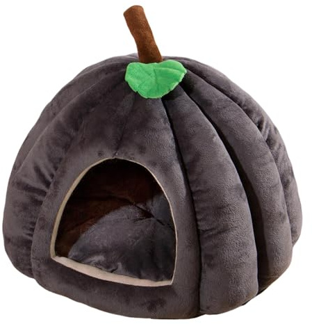 Niche d'intérieur en forme de citrouille pour chat | Lit et canapé en forme de citrouille avec coussin amovible | Lit confortable pour chats d'intérieur et petits chiens