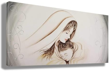 Printerland Quadro CAPEZZALE Sacra Famiglia gesù madonna natività Camera da letto Quadri moderni soggiorno parete Stampa su tela Canvas Decorazione Murale muro Arredo Salone (3, 50x100 cm)