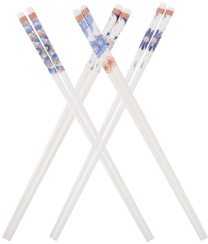 MAGICLULU Japanese Ceramic Chopsticks 4 Pairs Reusable Tableware Set for Home Cooking Hot Pot and Family Dining