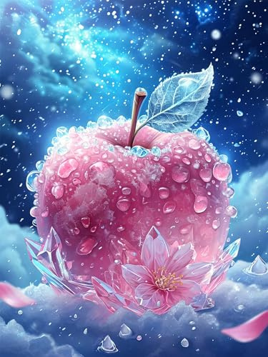 Diamond Painting Set für Erwachsene, Diamond Painting Apfel Bilder, 5D Blume Diamond Painting Klein für Kinder, Diamond Painting Zubehör Set für Wohnzimmer und Schlafzimmer Wanddeko (30x40 cm) I-7