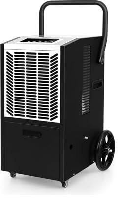 GOPLUS Deshumidificador Industrial 66L 418m2, Industrial con Temporizador 24H, Bomba, Manguera, Deshumidificador Portátil con 4 Ruedas para Sótano, Almacén, Restauración de Daños por Agua (Blanco)