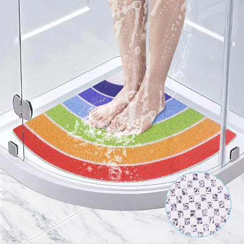 MORROWCAMP Duschmatte rutschfest Dreieckig 60x60 cm, Weich Komfort Sicherheits Duschmatte rutschfest, Antibakterielle Badematte mit Ablauflöchern, Antirutschmatte Dusche für Nassbereiche
