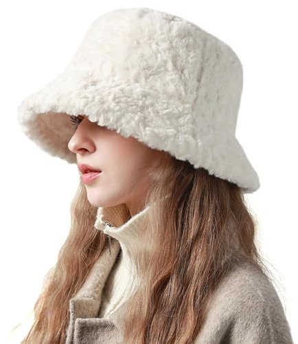 Damen Hut Winter Weiche Kunstpelz Hut Fischerhut Fellmütze Winter Kunstpelz Flauschige Fischerhüte Faltbar Wintermütze