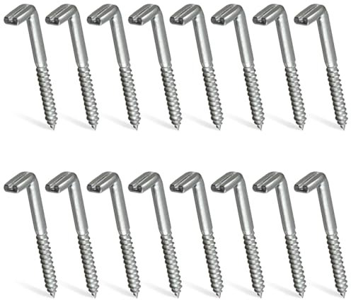 BNGXR Schraubhaken gerade mit Schlitz, 16 Stück L Schraubhaken, Metallhaken Gerade mit Schlitz, Hakenschraube galvanisch verzinkt, Wandhaken zum Schrauben (65 mm)