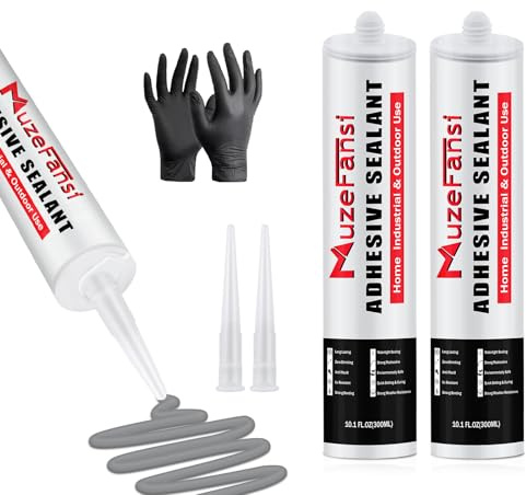 Concrete Crack Filler, Gray Self-Leveling Sealant, Waterproof Cement Crack Filler with an Accelerated Curing Capacity, Flexible Concrete Patch Gray (10.1 fl. oz,2 Pack)
