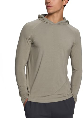 BAMBOO COOL Men's UPF 50+ Sun Protection Hoodies Soft and Lightweight Long Sleeve SPF Fishing Thumbhole Shirts Hooded Army Gray