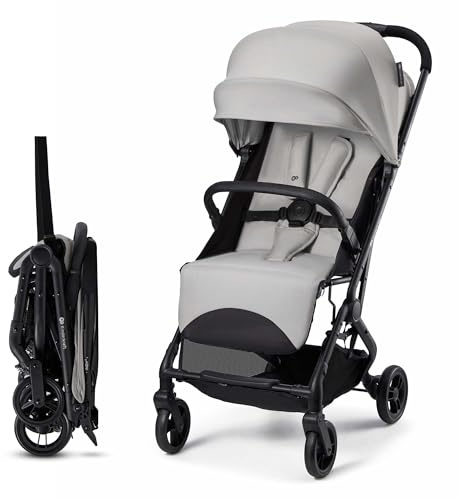 Kinderkraft INDY3 buggy från födseln, resevagn, barnvagn med enhands-viksystem, grå