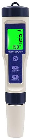 SOLUSTRE Professionelles Salzgehaltmessgerät 5-in-1 Für Aquarien Tragbarer Meerwassertester Hochpräziser Wassertester Mit Lcd Für Salzwasser Ph Wert Und