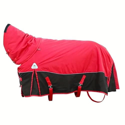 Coperta invernale impermeabile for cavalli, 400 g, termica, imbottita, 1600D, antistrappo, con cappuccio rimovibile, vestibilità universale for tutte le razze di cavalli, in fibra di poliestere(US 78