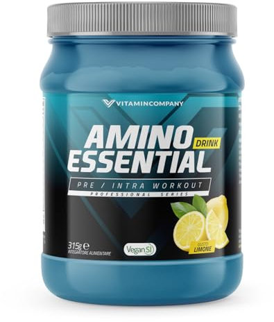 VitaminCompany - Amino Essential Drink, Aminoacidi Essenziali in Polvere BCAA, Formula Arricchita con Glutammina, Citrullina e Taurina, Anche per Vegani, Gusto Limone, 315 grammi