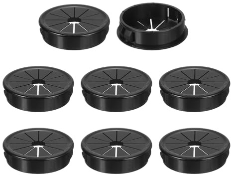 QUARKZMAN 8 Stück Kabeldurchführung Schreibtisch Schwarz, Nylon, 1,57 (40mm) Montage, Kabeldurchführung Tisch Rund für Tisch Büro Arbeitsplatten