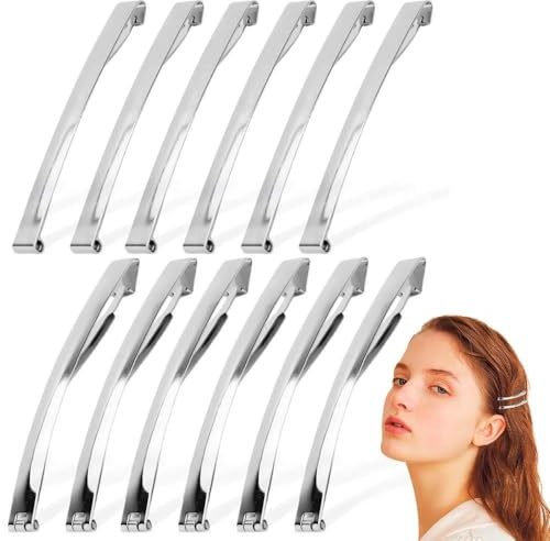 Lot de 12 barrettes à cheveux françaises pour femmes - Pinces à cheveux métalliques antidérapantes spécialement conçues pour les femmes aux cheveux fins - Accessoire de coiffure élégant