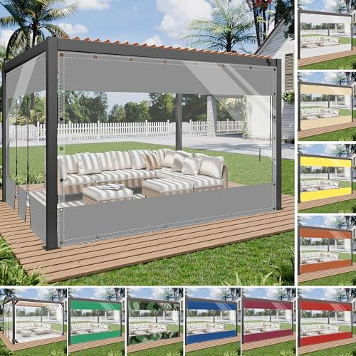 HQQMNY Transparent Wasserfest Planen mit ösen 0.5mm Terrassenplanen Outdoorvorhänge Regenschutzplane Zeltplane aus 570g/m² PVC Kälteschutz mit Reißverschluss Pavillonvorhänge (Rechteck)
