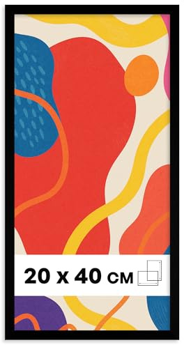 Photoframe4you - Marcos 20x40 cm - Negro - Marco de fotos de MDF con vidrio acrílico - Marcos 40x20 cm - Arco