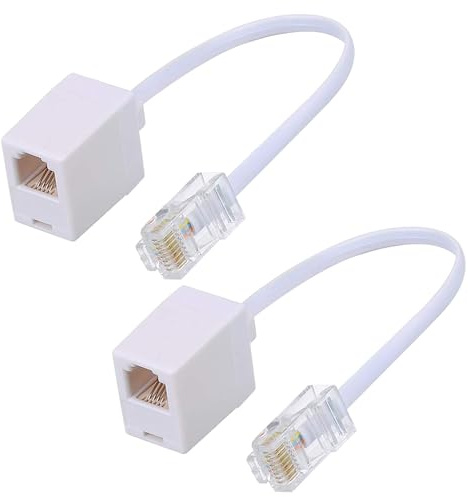 2Pack RJ11 to RJ45 Adapter, Phone to Ethernet, White
