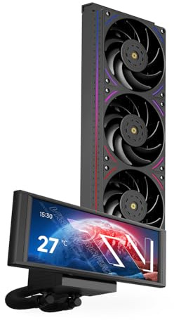 TR-Thermalright Trofeo Vision 360 ARGB Black Liquid CPU Cooler,6.86’’ IPS LCD Screen with 1280x480 Resolution-Magnetic,360mm Radiator,for AM5,LGA1851/1700