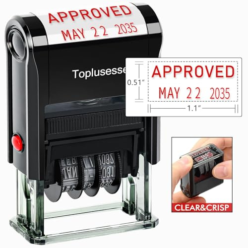 Toplusesse Date Stamp Office Rubber Paid Received Phrase & Date Stamp for Business 12-Year Band Multi Color Options (Approved)