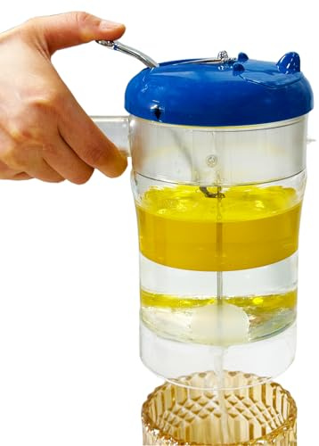 Glas-Fettabscheider, 4 Tassen, Soßentrenner mit 304 Edelstahlsieb, hitzebeständiger Fettabscheider mit Bodenauslöser | Hitzebeständig bis 600 °C