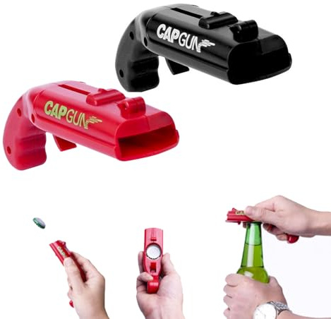 Zerion Apribottiglie Sparatappo Set 2 Pezzi – Apribottiglie Pistola per Tappi Birra – Gadget Divertente Uomo Regalo Originale Compleanno Festa Papà Amici Barbecue Party Accessori Birra