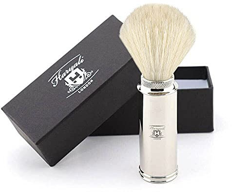 Rasierpinsel für Herren, aus Edelstahl mit weißem Dachshaar Einfach zu halten während der Reise. Perfekt für Ihn.